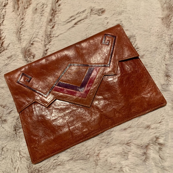 Vintage Leather Envelope Clutch